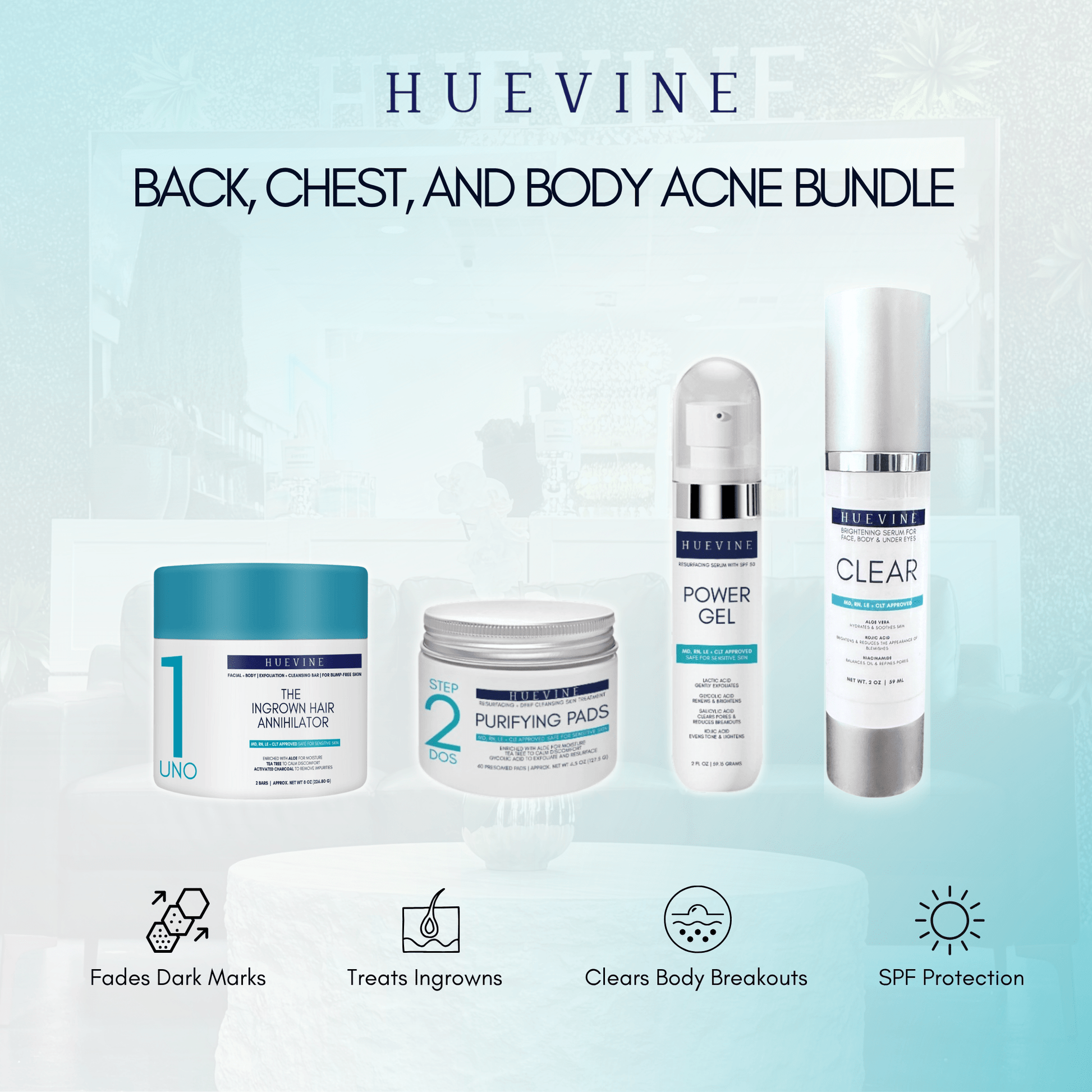 CLEAR BODY BUNDLE: BACK, CHEST & BODY ACNE CONTROL - HueVine Wellness + Spa